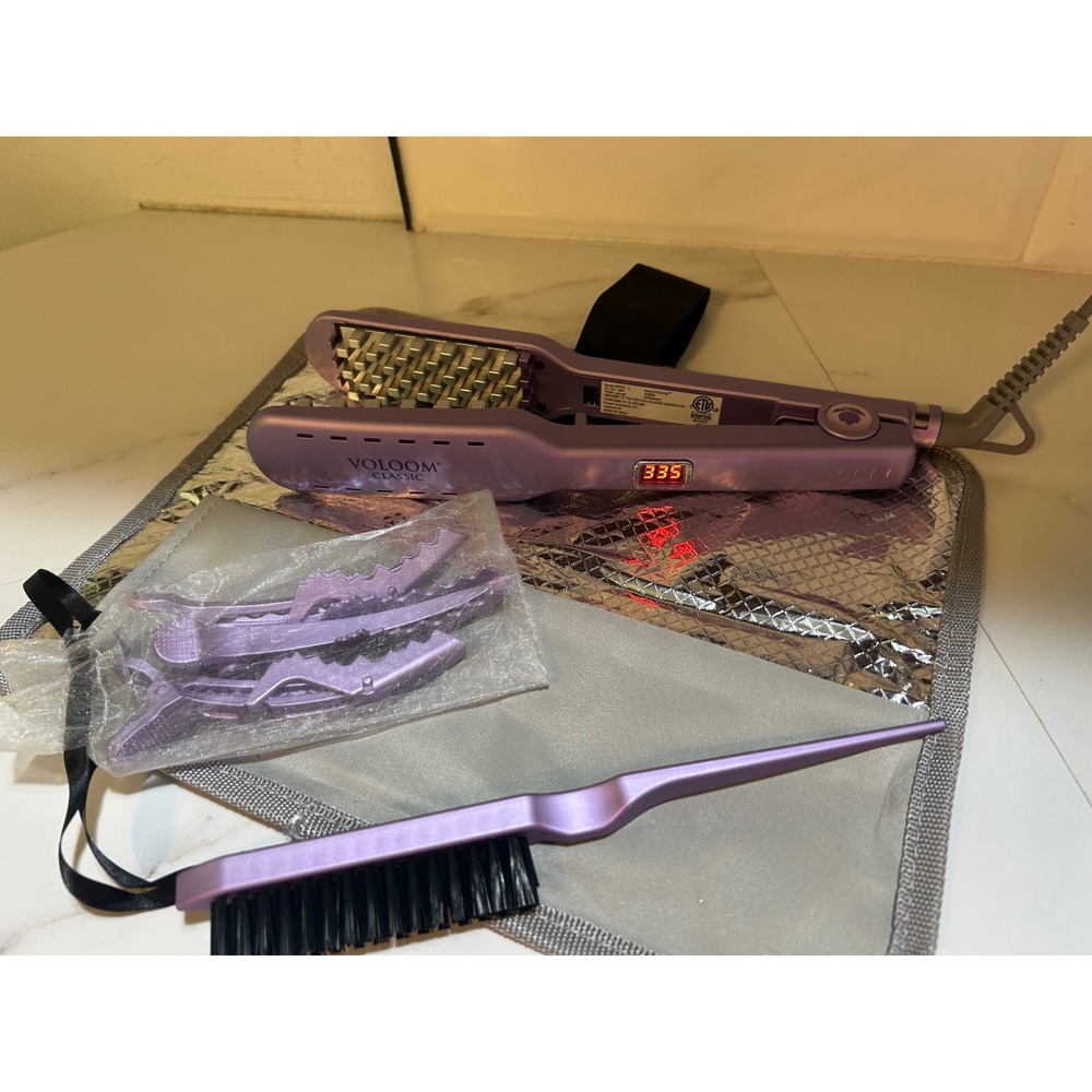 VOLOOM Classic 1.5 Inch Hair Volumizing Iron Ceramic Plates with Clips Bag